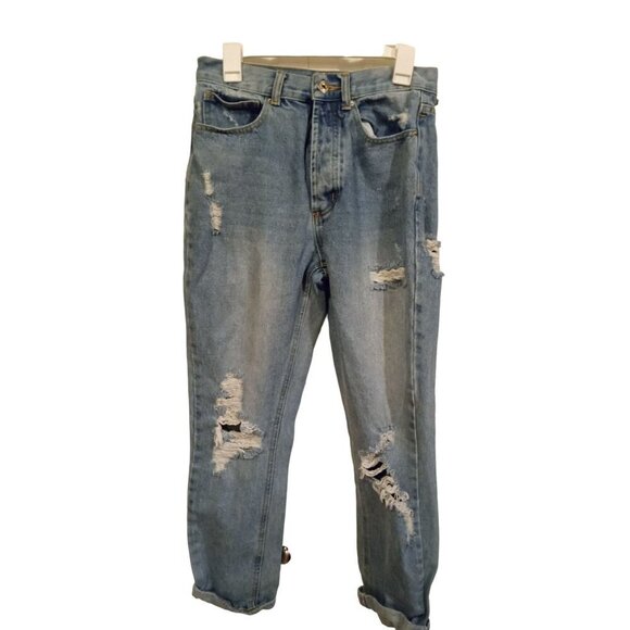 Rue 21 High Rise Straight self patchwork made Grunge Jeans - Picture 1 of 6